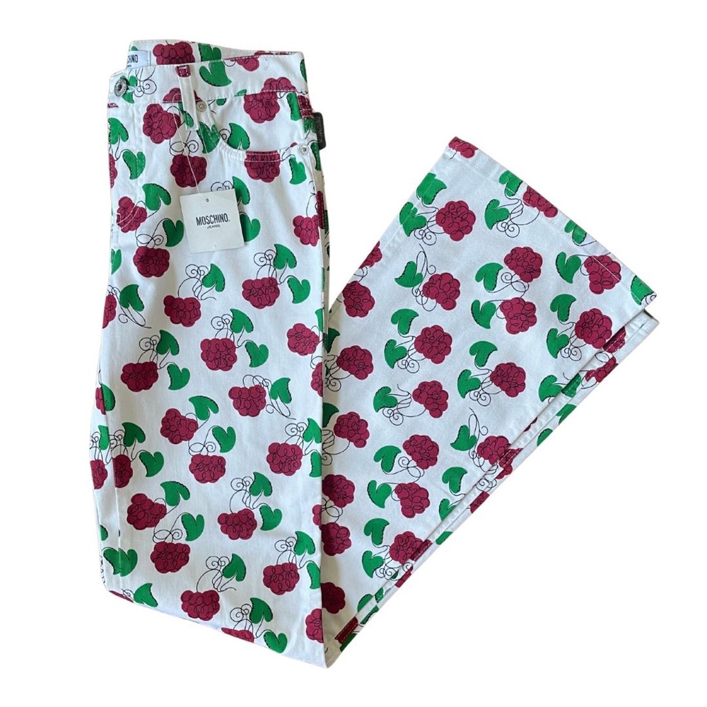 Moschino White Raspberry Print  Pants - Picture 2 of 3